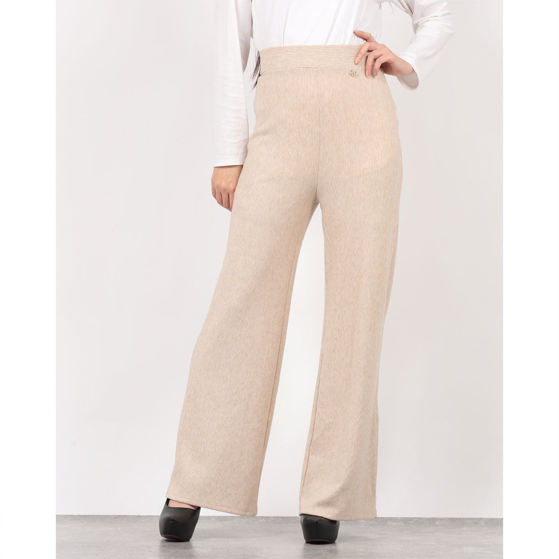 リナシメント RINASCIMENTO リブニットワイドパンツ （Beige） Beige