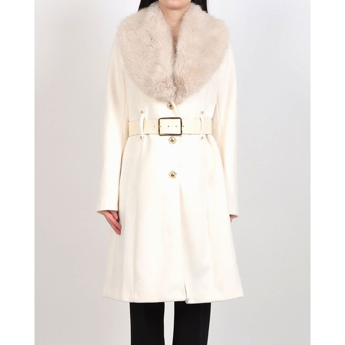 リナシメント RINASCIMENTO 取外しファー襟ベルテッドCOAT （Bianco） Bianco