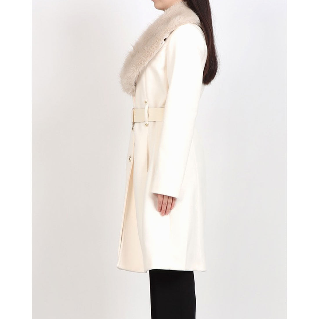 リナシメント RINASCIMENTO 取外しファー襟ベルテッドCOAT （Bianco） Bianco