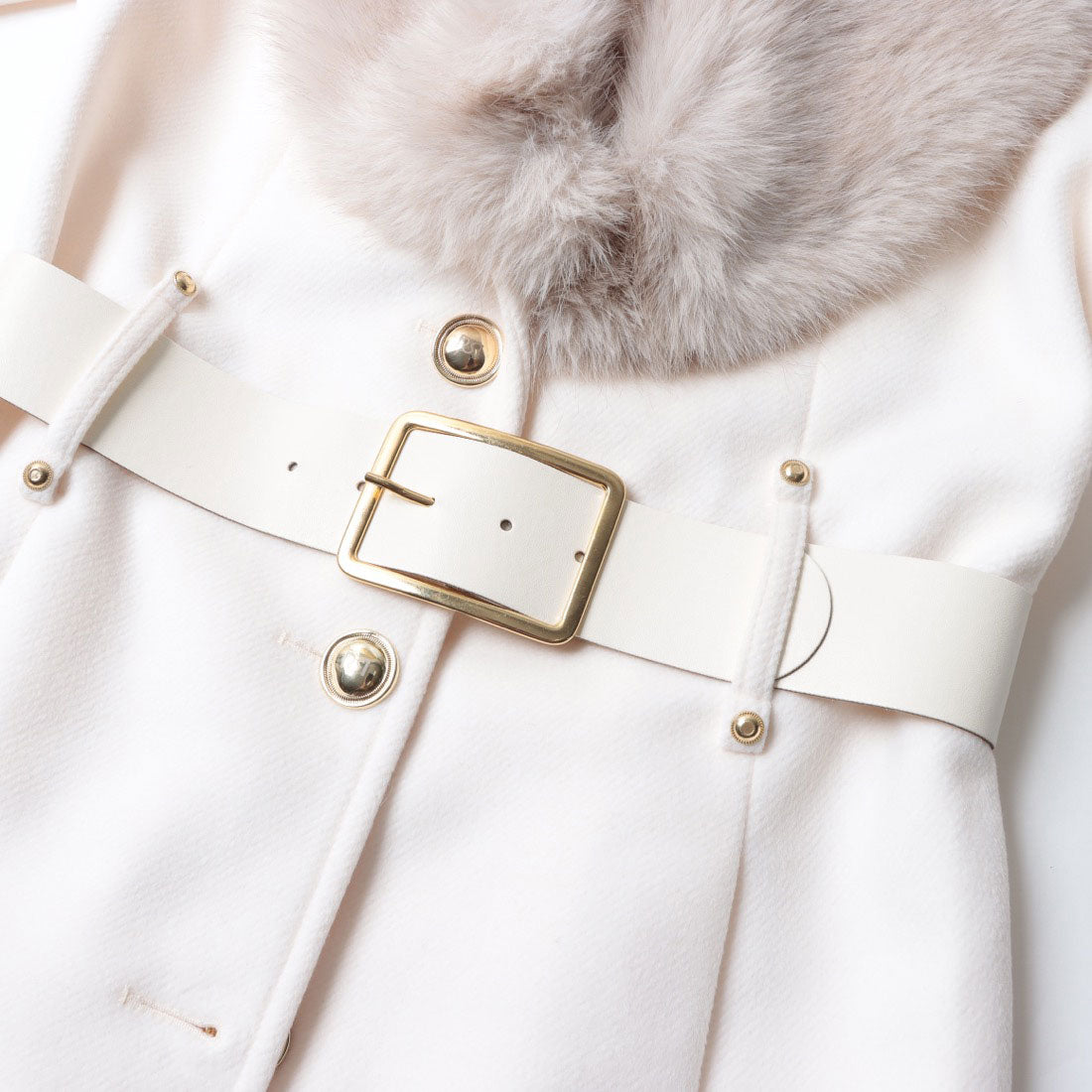 リナシメント RINASCIMENTO 取外しファー襟ベルテッドCOAT （Bianco） Bianco
