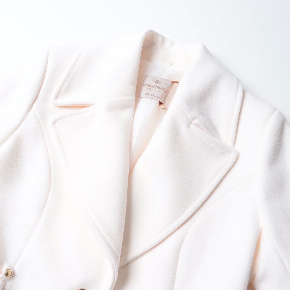 リナシメント RINASCIMENTO 取外しファー襟ベルテッドCOAT （Bianco） Bianco