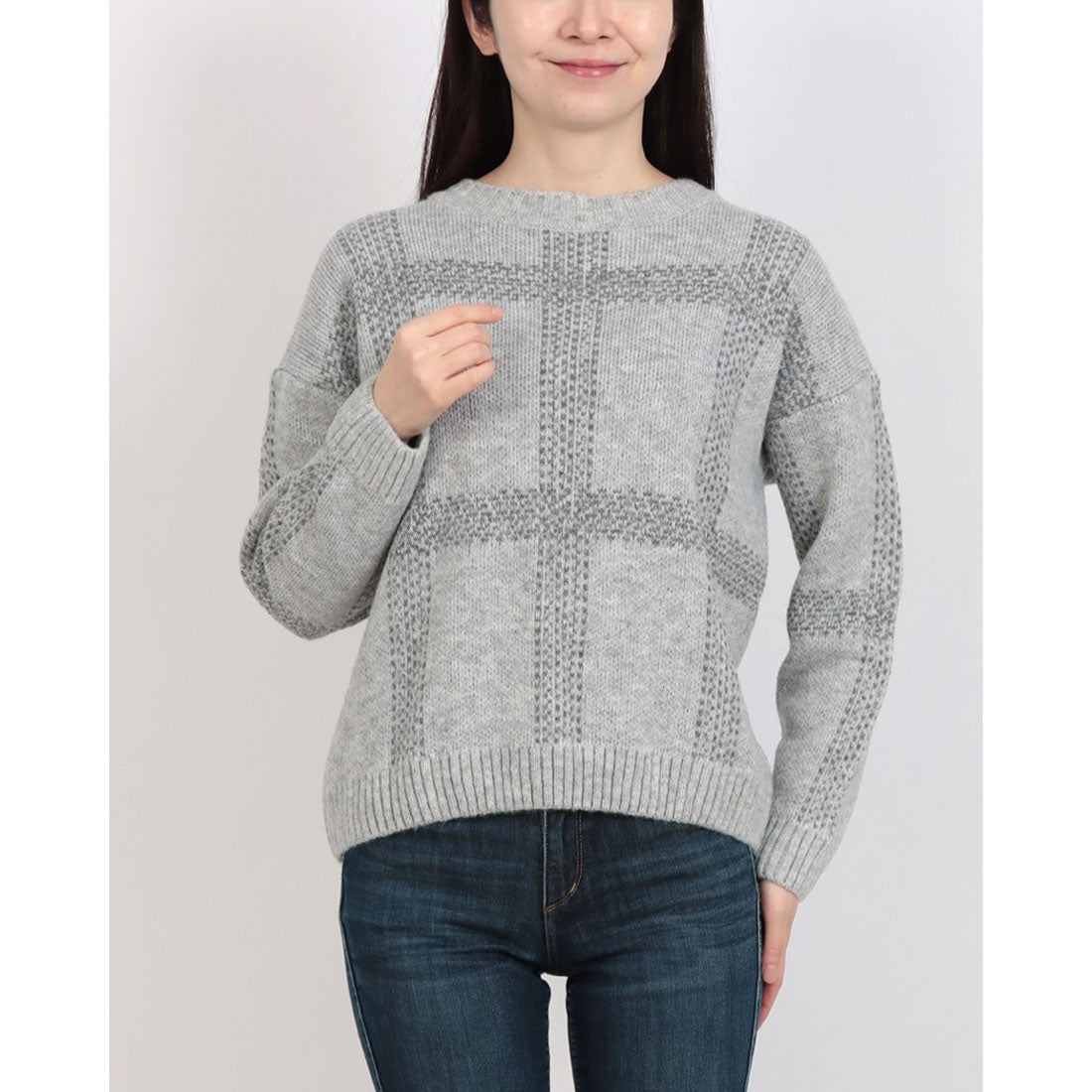 リナシメント RINASCIMENTO ラメチェックニットTOPS （var.Grigio） var.Grigio