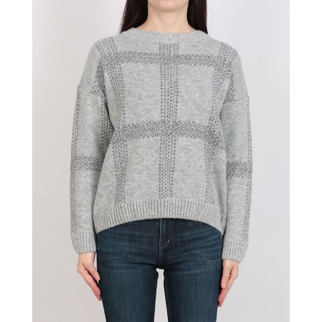 リナシメント RINASCIMENTO ラメチェックニットTOPS （var.Grigio） var.Grigio
