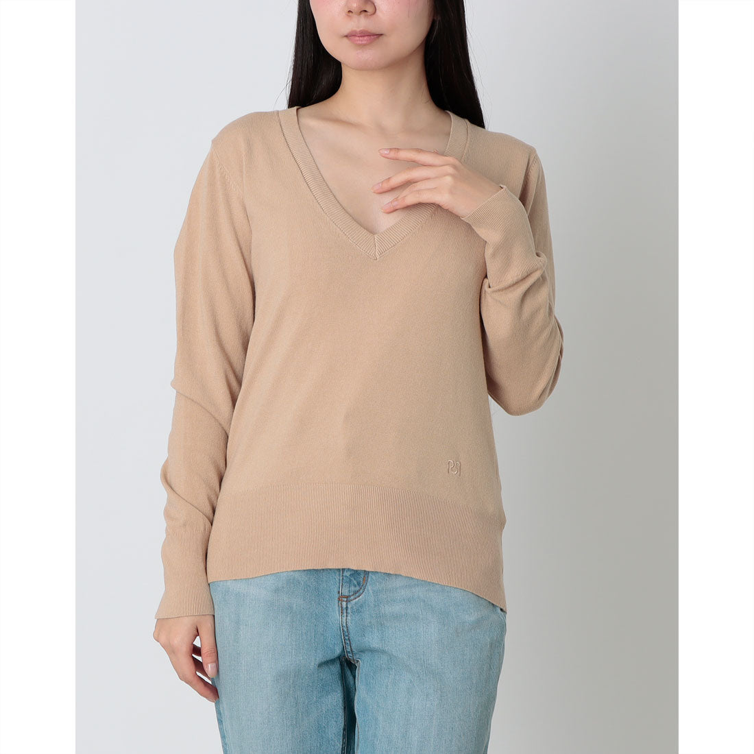 リナシメント RINASCIMENTO プランジングネックニットTOPS （Cammello Beige） Cammello Beige