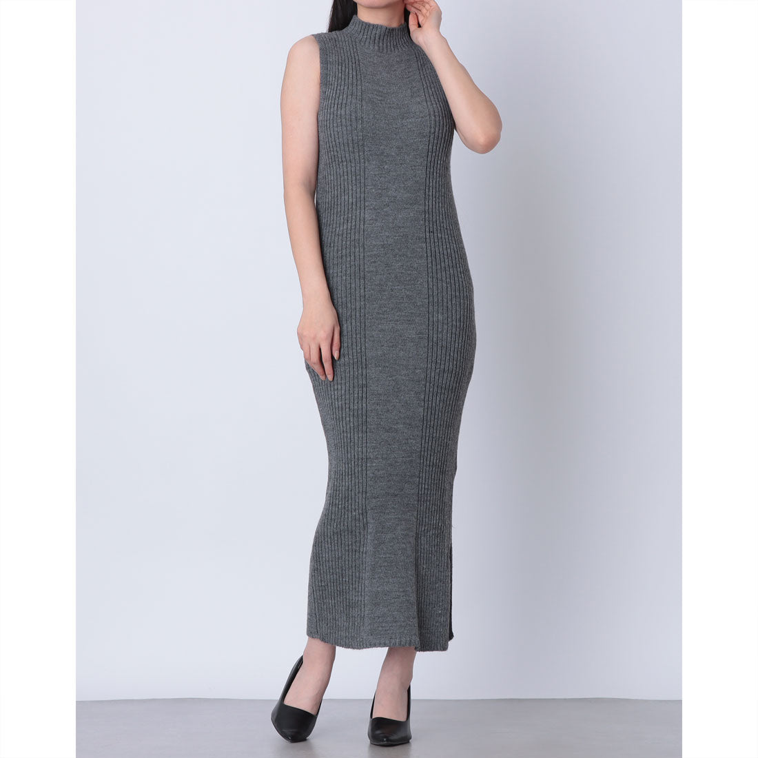 リナシメント RINASCIMENTO リブハイネックノースリニットOP （Grigio Scuro） Grigio Scuro