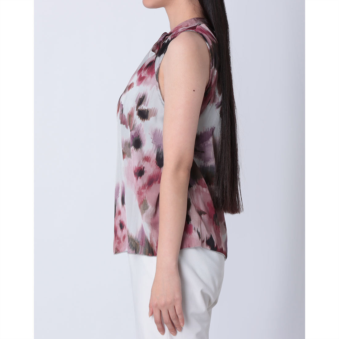 リナシメント RINASCIMENTO ぼかしフラワーサテンTOPS （var.Rosso Bordeaux） var.Rosso Bordeaux