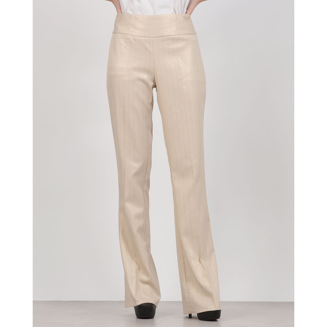 リナシメント RINASCIMENTO ストライプシャイニーパンツ （var.Beige Chiaro） var.Beige Chiaro