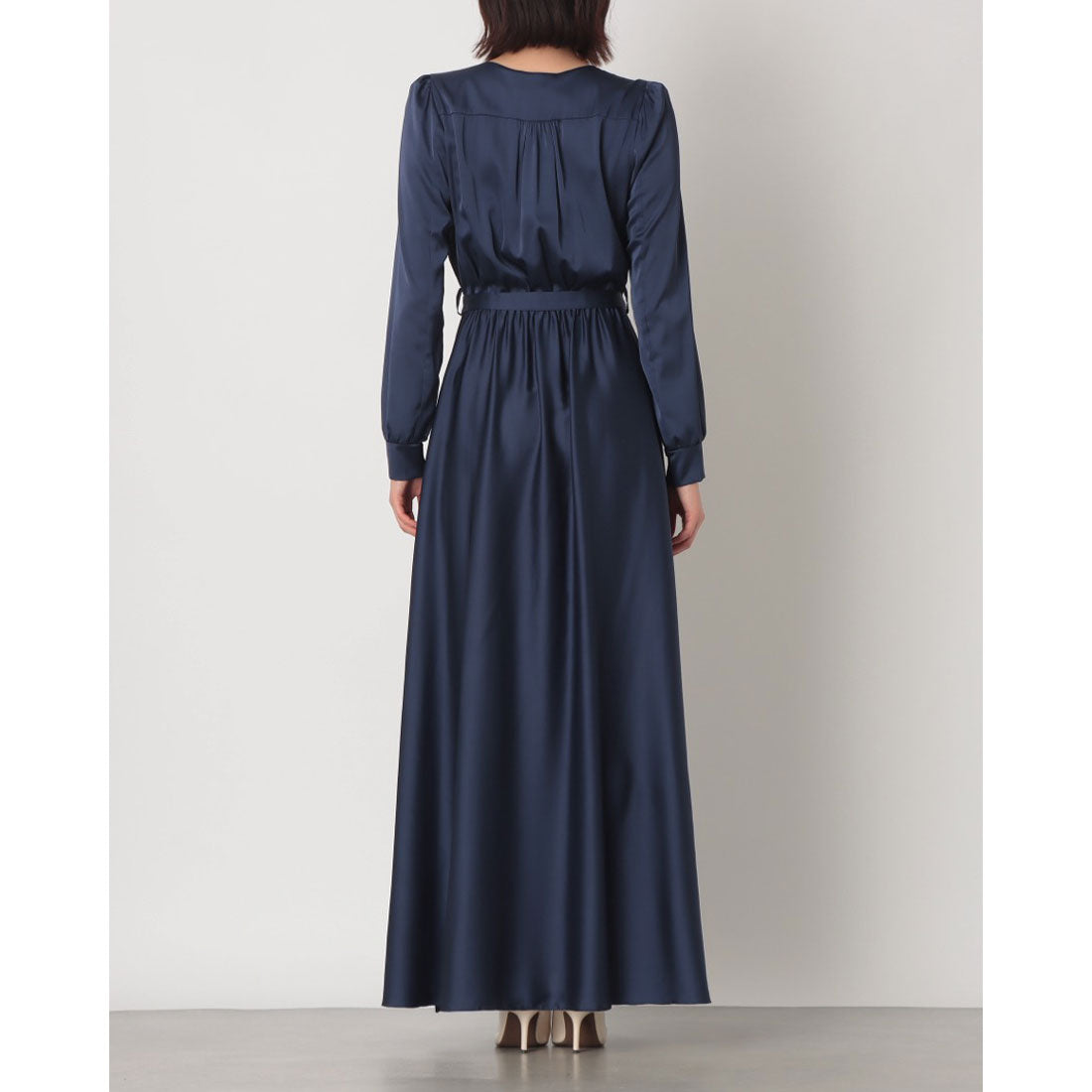 リナシメント RINASCIMENTO チェーンベルトカシュクールサテンマキシOP （Blu Navy） Blu Navy