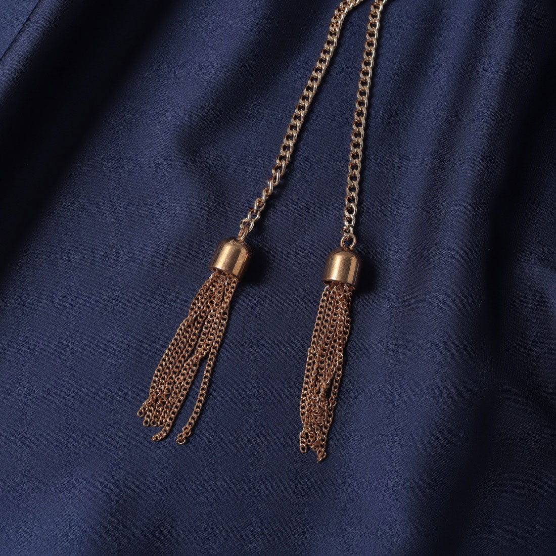 リナシメント RINASCIMENTO チェーンベルトカシュクールサテンマキシワンピース （Blu Navy） Blu Navy