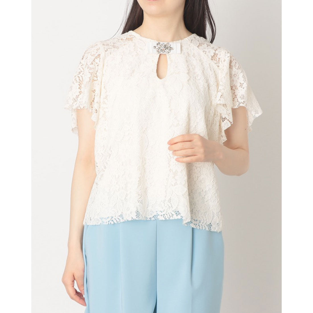 リナシメント RINASCIMENTO リボンビジューレーストップス （Bianco） Bianco