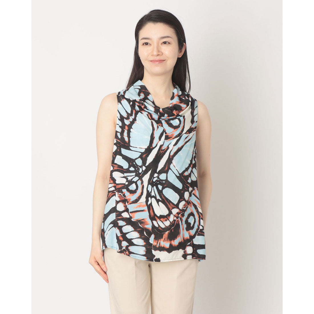 リナシメント RINASCIMENTO アニマルペイント柄ドレープTOPS （var.Azzurro） var.Azzurro