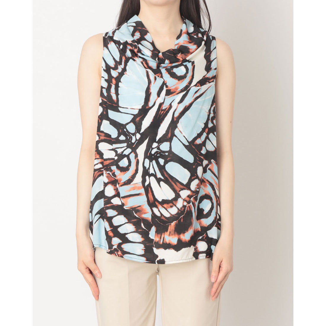 リナシメント RINASCIMENTO アニマルペイント柄ドレープTOPS （var.Azzurro） var.Azzurro