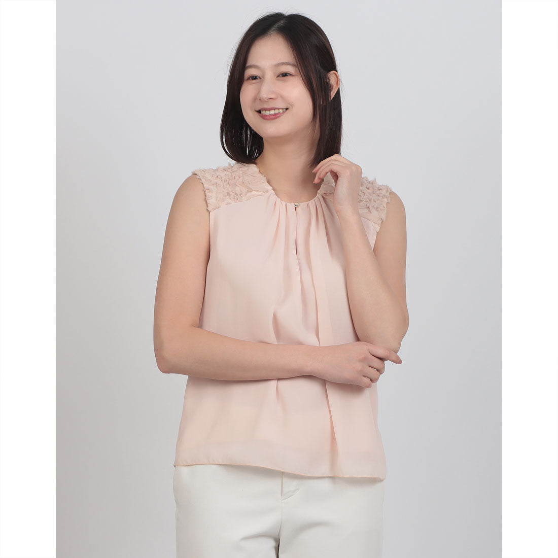リナシメント RINASCIMENTO 3Dフリルスパンコールショルダーブラウス （Rosa Chiaro） Rosa Chiaro
