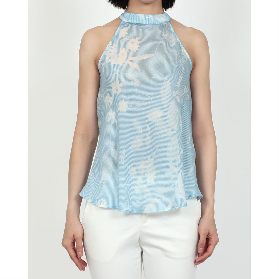 リナシメント RINASCIMENTO フラワーリーフバイアスストライプアメスリトップス （var.Azzurro） var.Azzurro