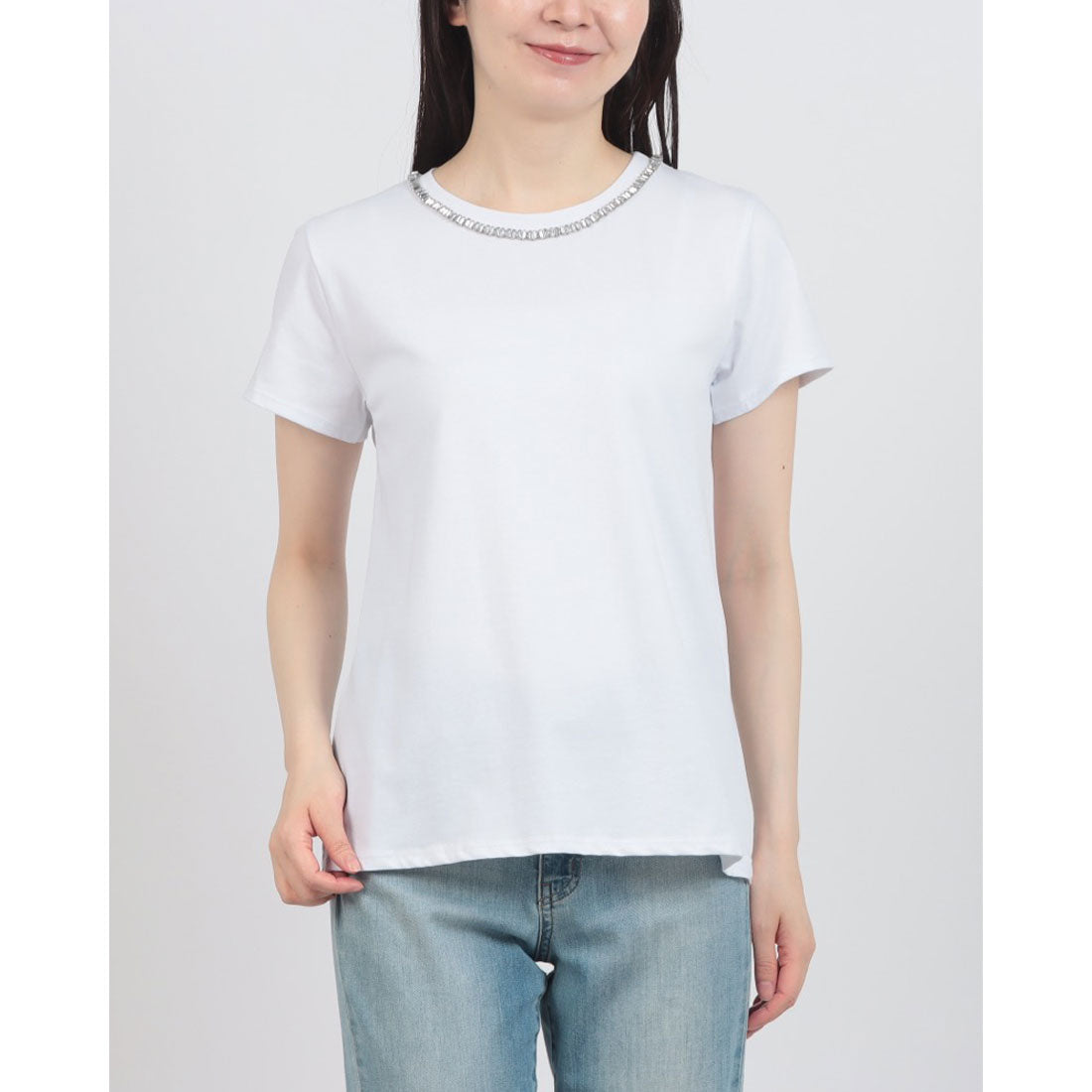 リナシメント RINASCIMENTO 首元ストーンポイントTシャツ （Bianco） Bianco