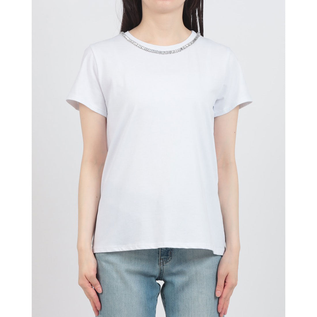リナシメント RINASCIMENTO 首元ストーンポイントTシャツ （Bianco） Bianco