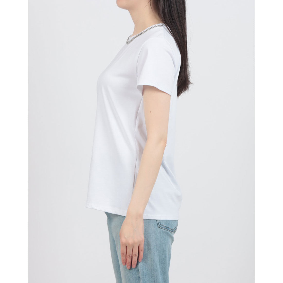 リナシメント RINASCIMENTO 首元ストーンポイントTシャツ （Bianco） Bianco