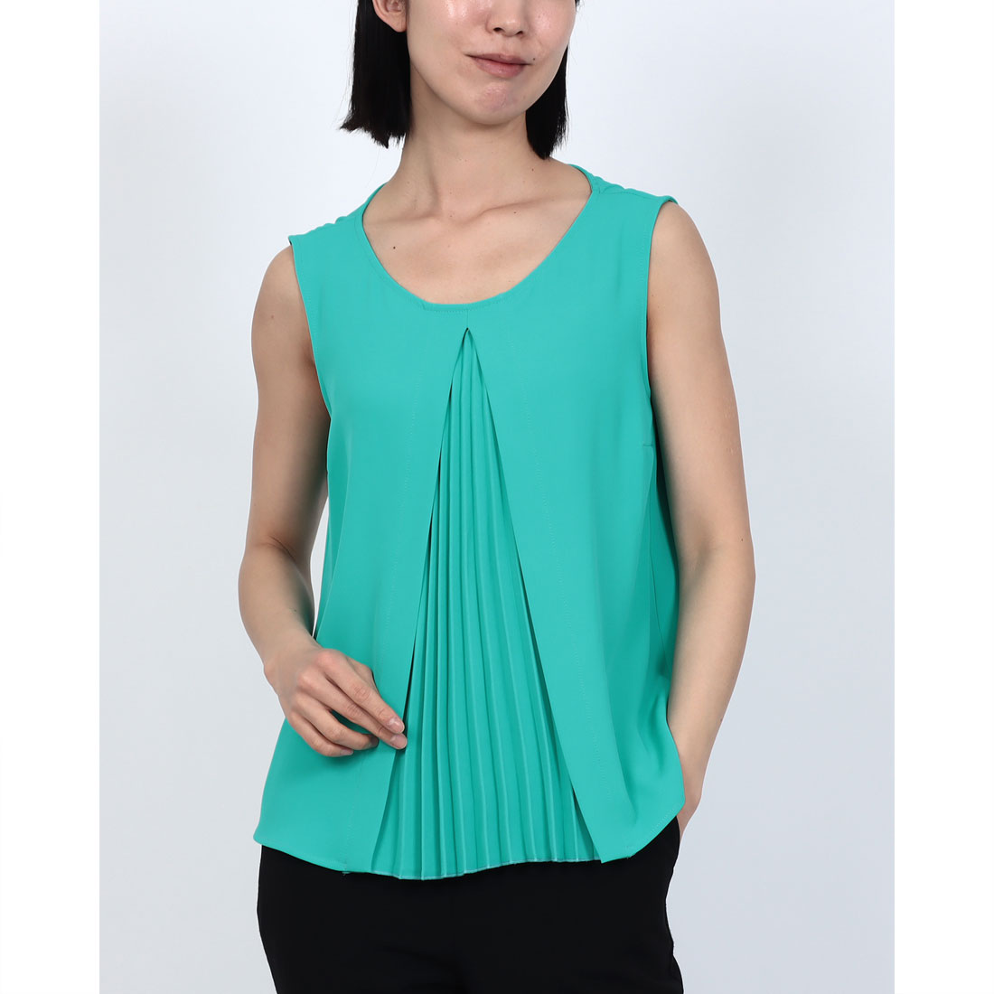 リナシメント RINASCIMENTO フロントプリーツノースリーブTOPS （Turchese Azzurro） Turchese Azzurro