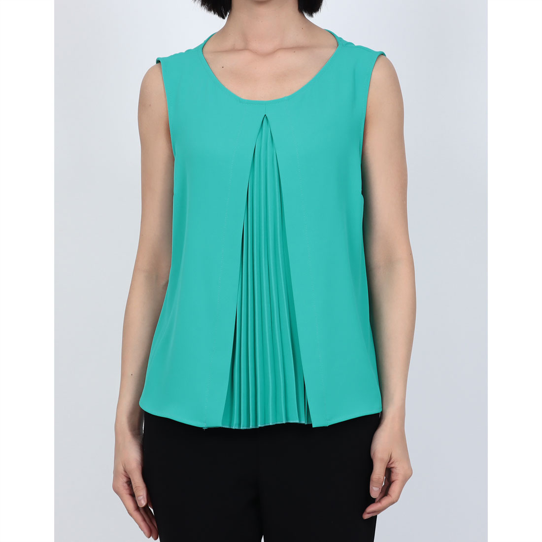 リナシメント RINASCIMENTO フロントプリーツノースリーブTOPS （Turchese Azzurro） Turchese Azzurro