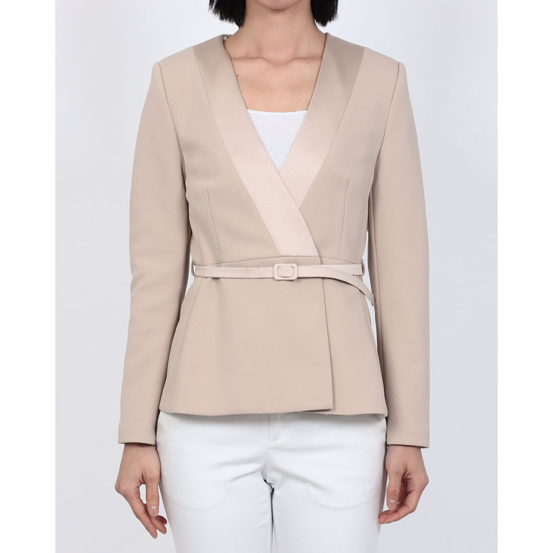 リナシメント RINASCIMENTO カラーレスサテン切替ペプラムジャケット （Tortora Beige） Tortora Beige