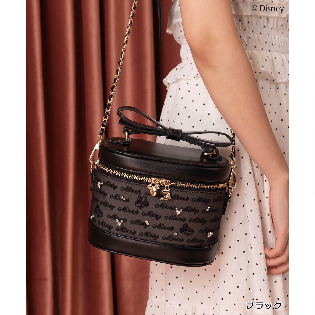 ランダ RANDA  【Mickey＆Minnie】/リボンバニティバッグ （BLACK） BLACK