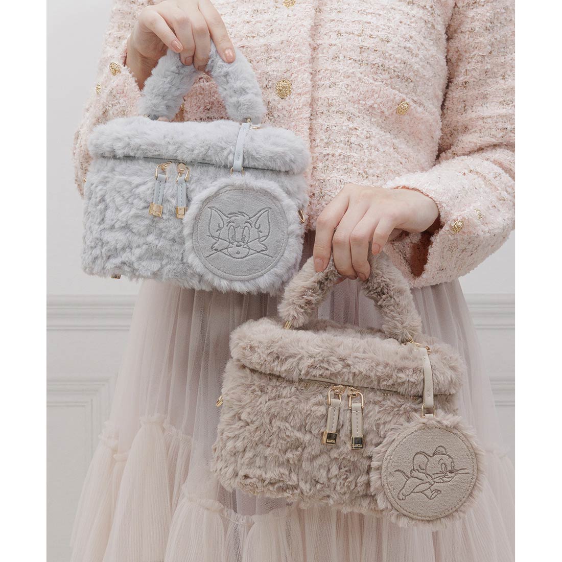 ランダ RANDA ★ 【TOM and JERRY】ミラー付きバニティバッグ （BEIGE） BEIGE