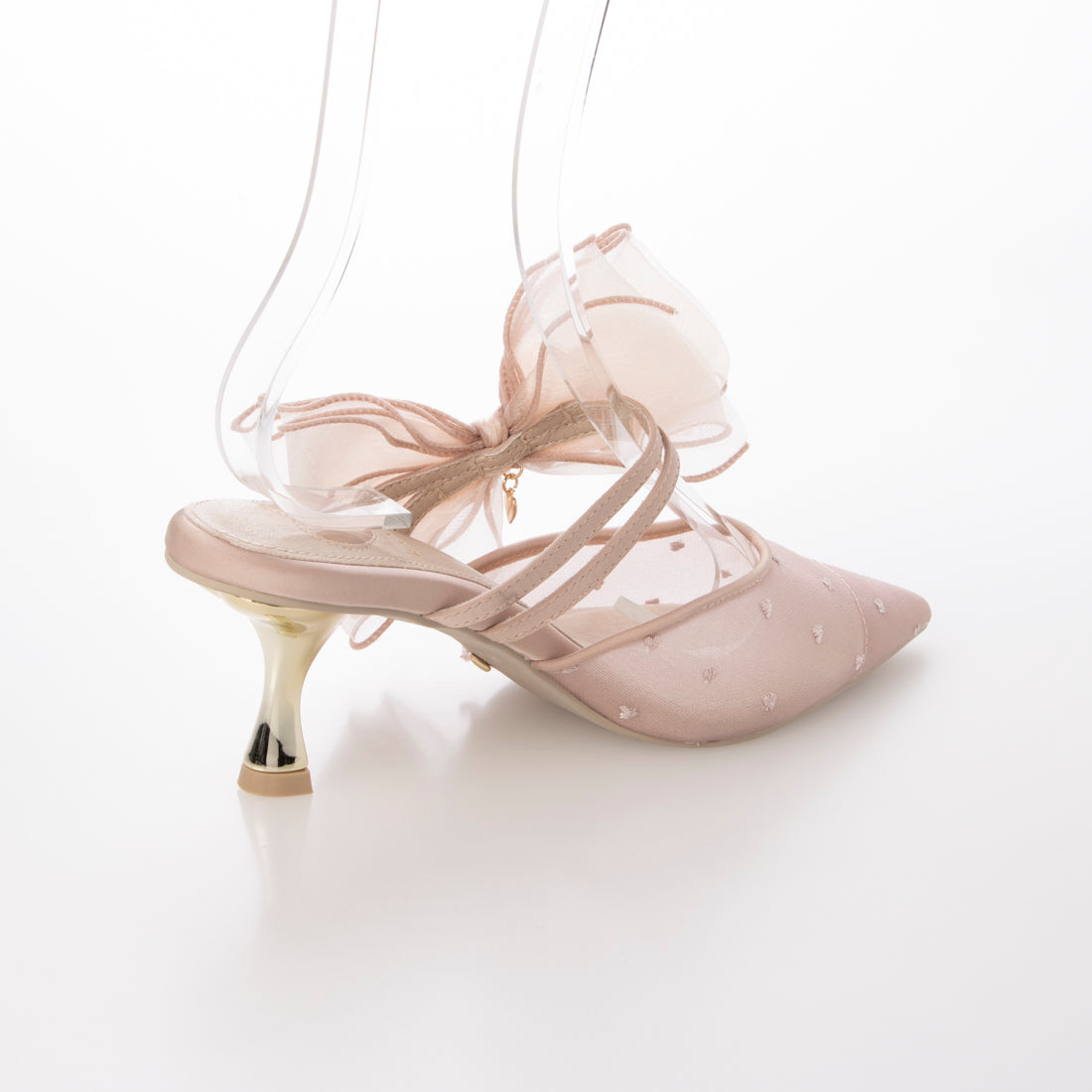 ランダ RANDA 【HEART COLLECTION】シフォンリボンハートミュールパンプス （PINK） PINK
