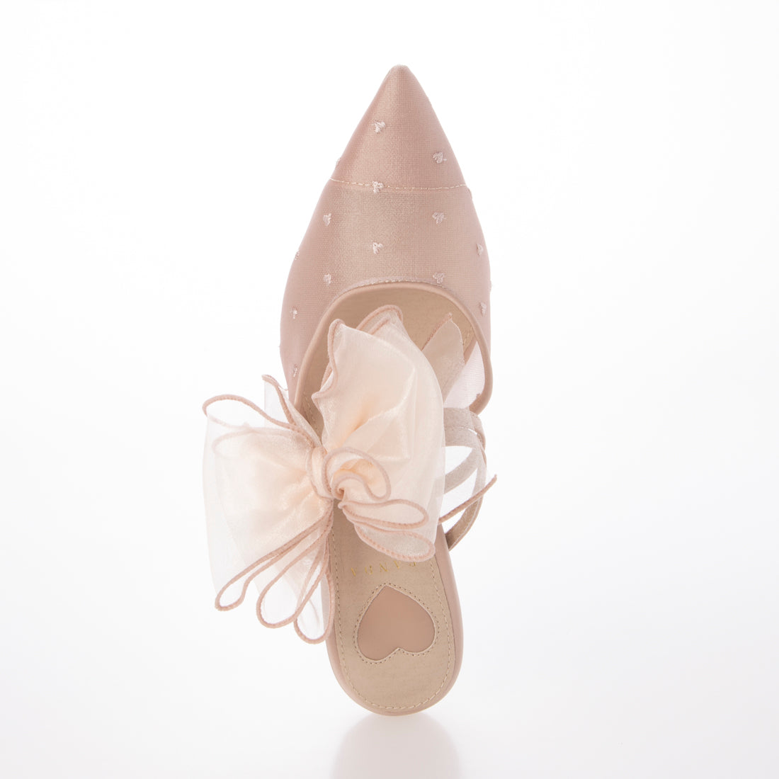 ランダ RANDA 【HEART COLLECTION】シフォンリボンハートミュールパンプス （PINK） PINK