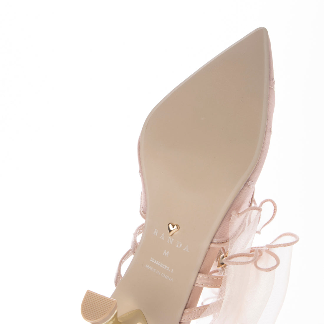 ランダ RANDA 【HEART COLLECTION】シフォンリボンハートミュールパンプス （PINK） PINK