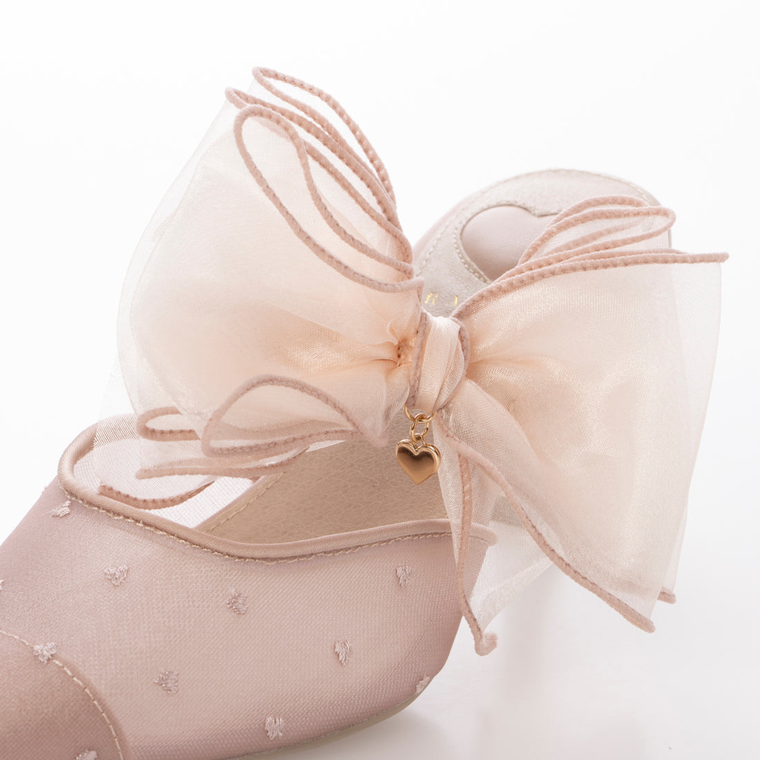 ランダ RANDA 【HEART COLLECTION】シフォンリボンハートミュールパンプス （PINK） PINK