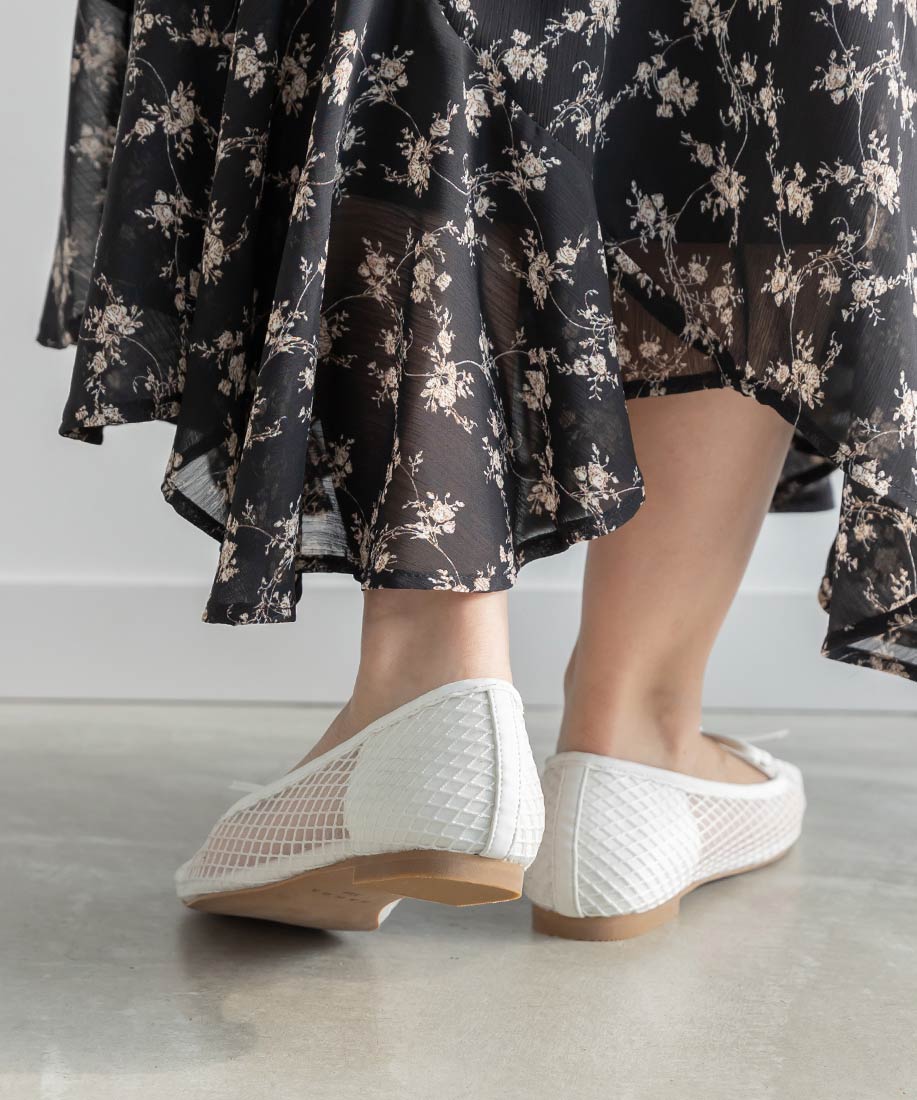 RANDA Double Ribbon Mesh Flat Pumps