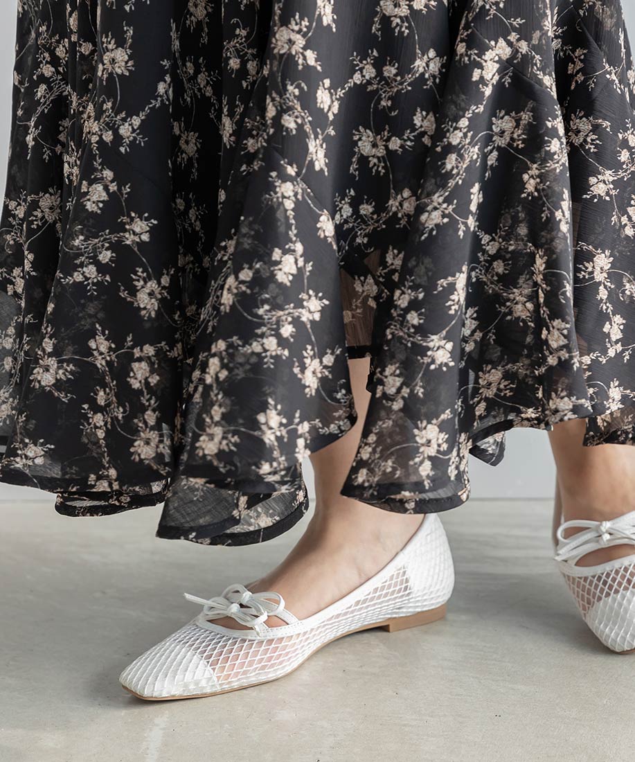 RANDA Double Ribbon Mesh Flat Pumps