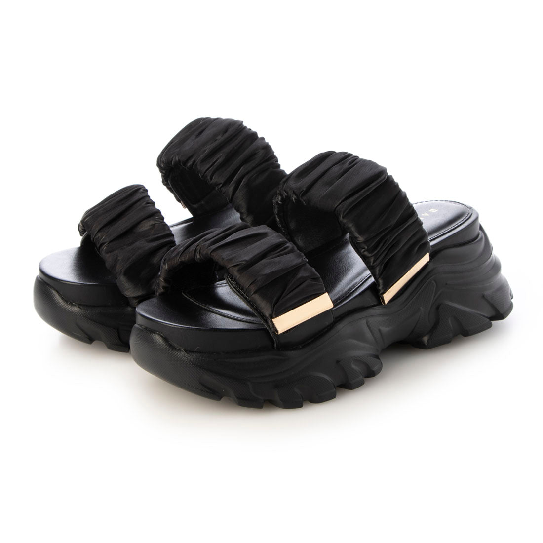 ランダ RANDA ギャザーベルトスポーツミュールサンダル （BLACK） BLACK