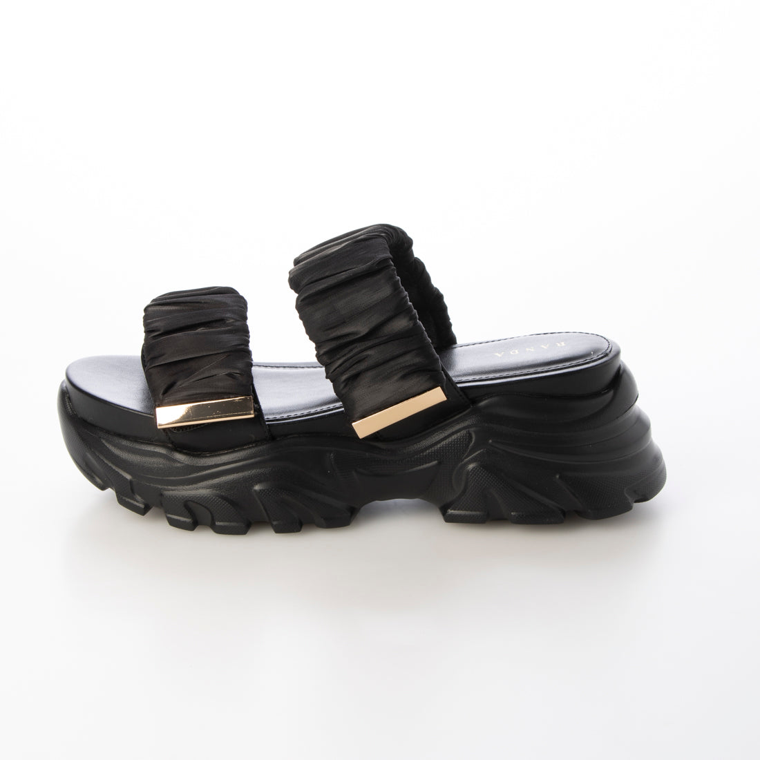 ランダ RANDA ギャザーベルトスポーツミュールサンダル （BLACK） BLACK