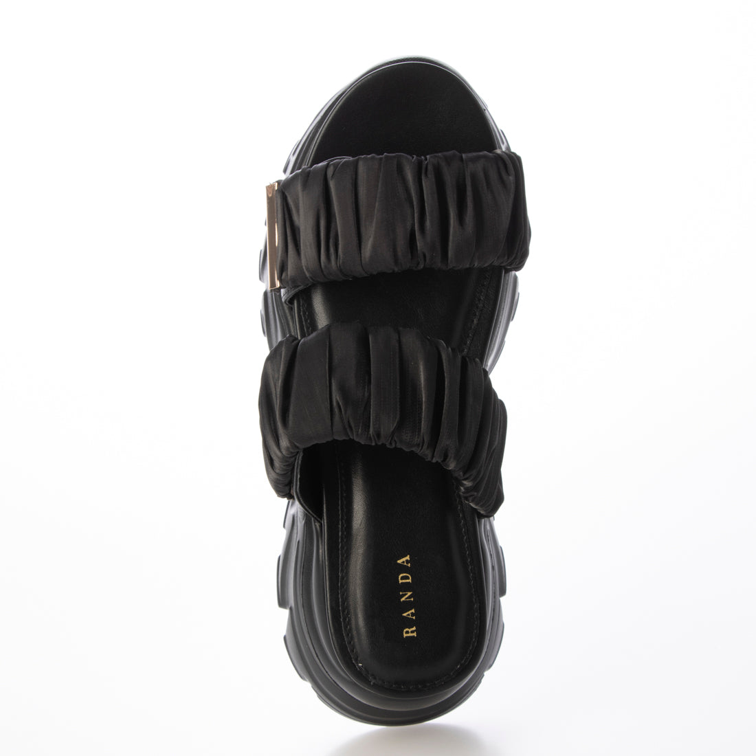 ランダ RANDA ギャザーベルトスポーツミュールサンダル （BLACK） BLACK