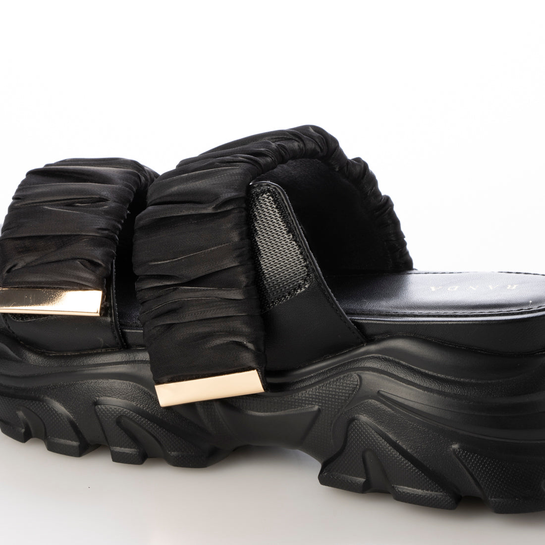 ランダ RANDA ギャザーベルトスポーツミュールサンダル （BLACK） BLACK