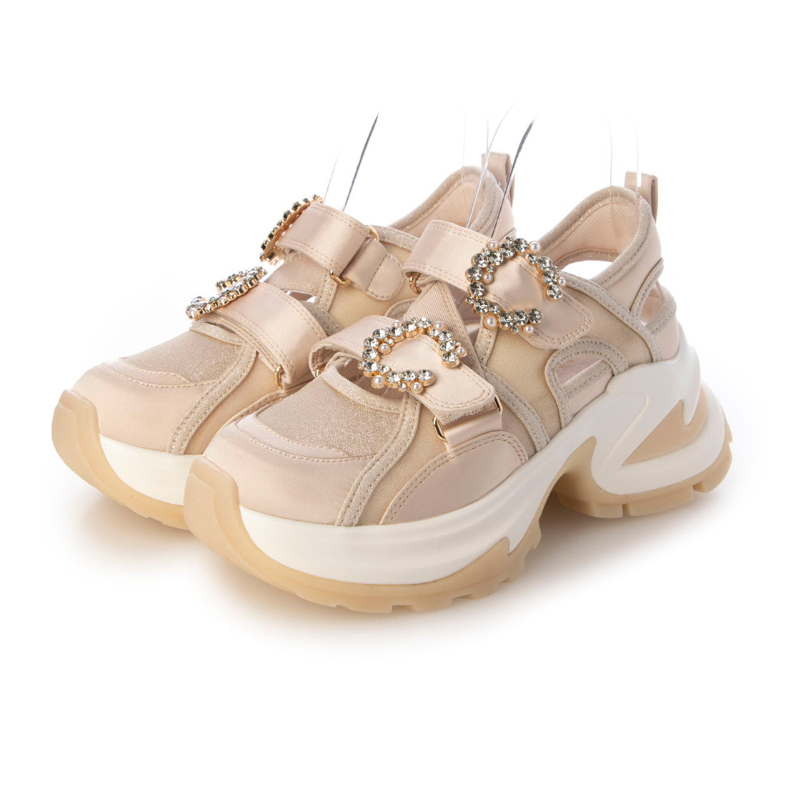 ランダ RANDA ビジューダブルベルトオープンスニーカー （BEIGE） BEIGE