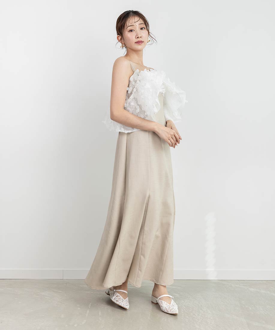 ランダ RANDA スパンコールフラットミュールパンプス （WHITE） WHITE