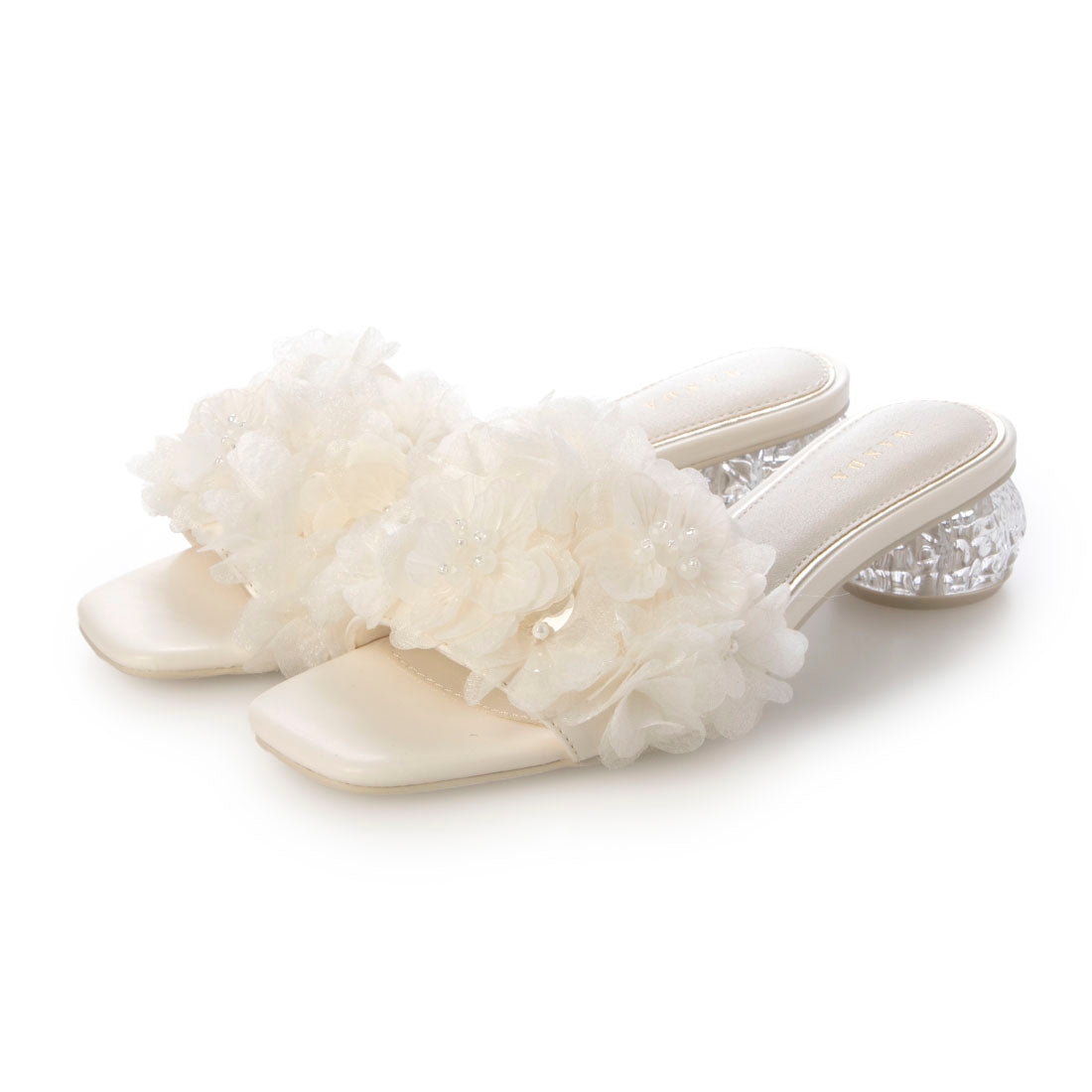ランダ RANDA シフォンフラワーミュールサンダル （IVORY） IVORY
