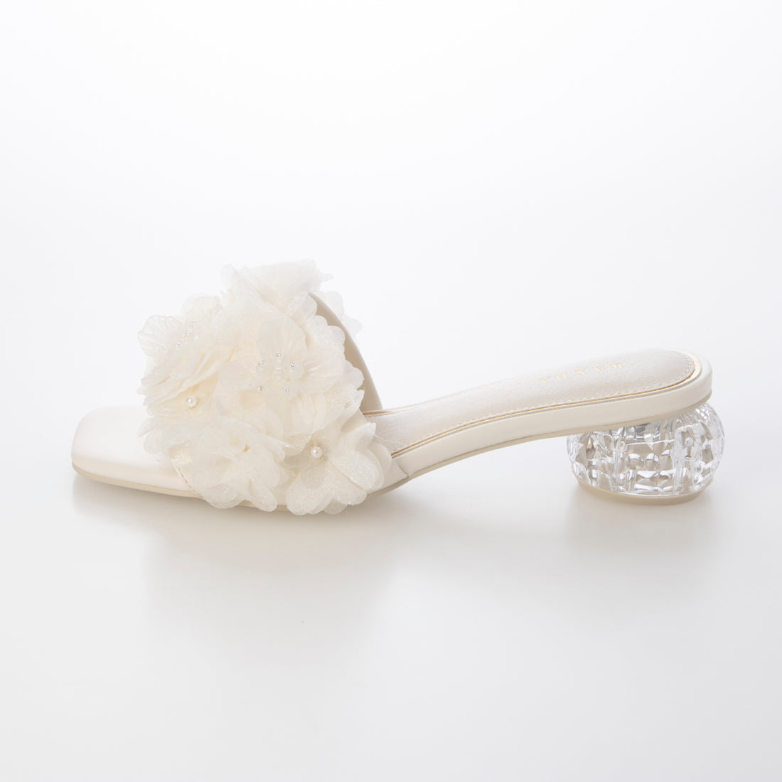ランダ RANDA シフォンフラワーミュールサンダル （IVORY） IVORY