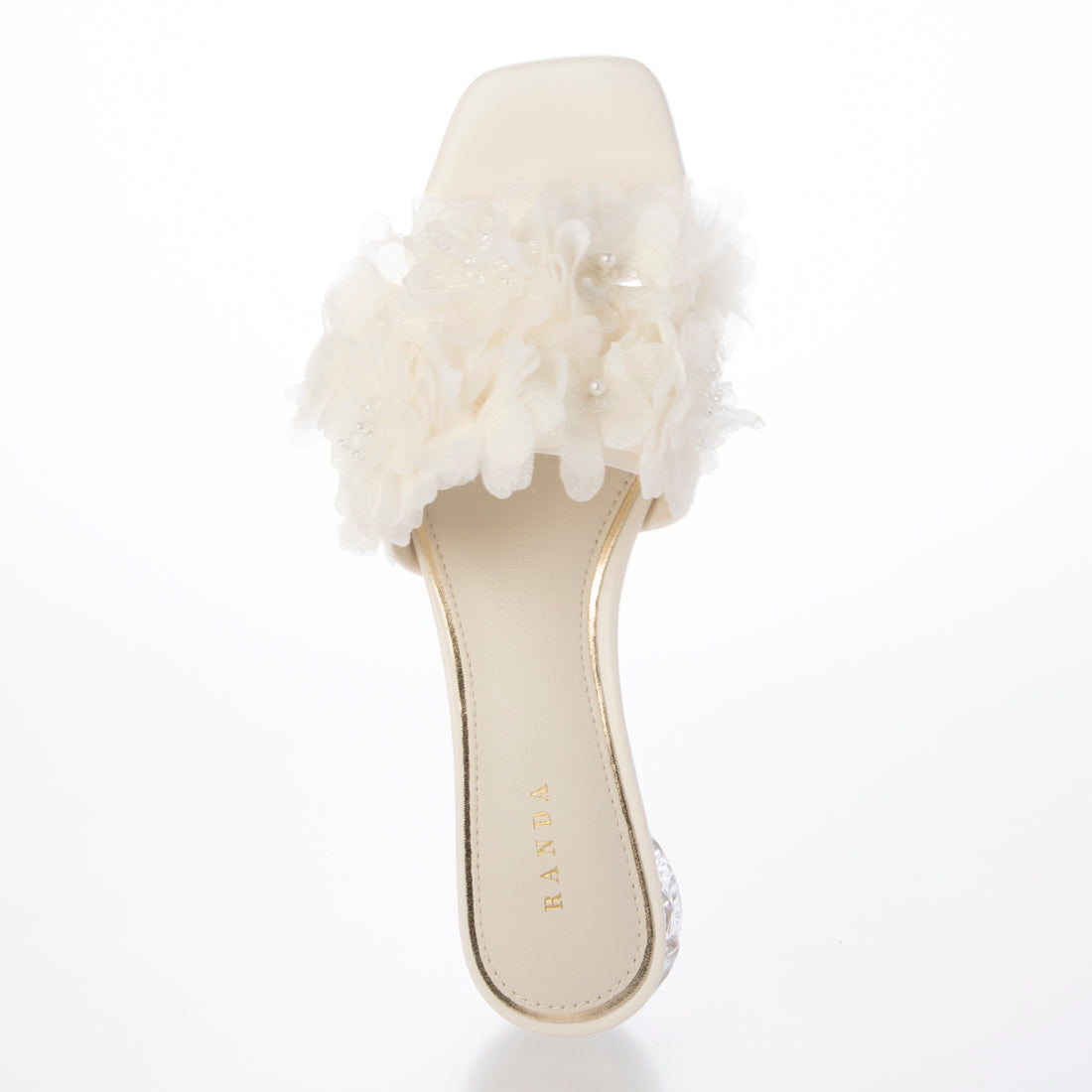 ランダ RANDA シフォンフラワーミュールサンダル （IVORY） IVORY