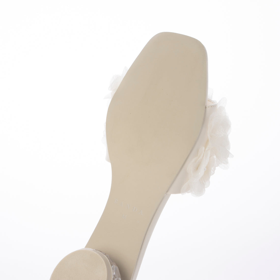 ランダ RANDA シフォンフラワーミュールサンダル （IVORY） IVORY