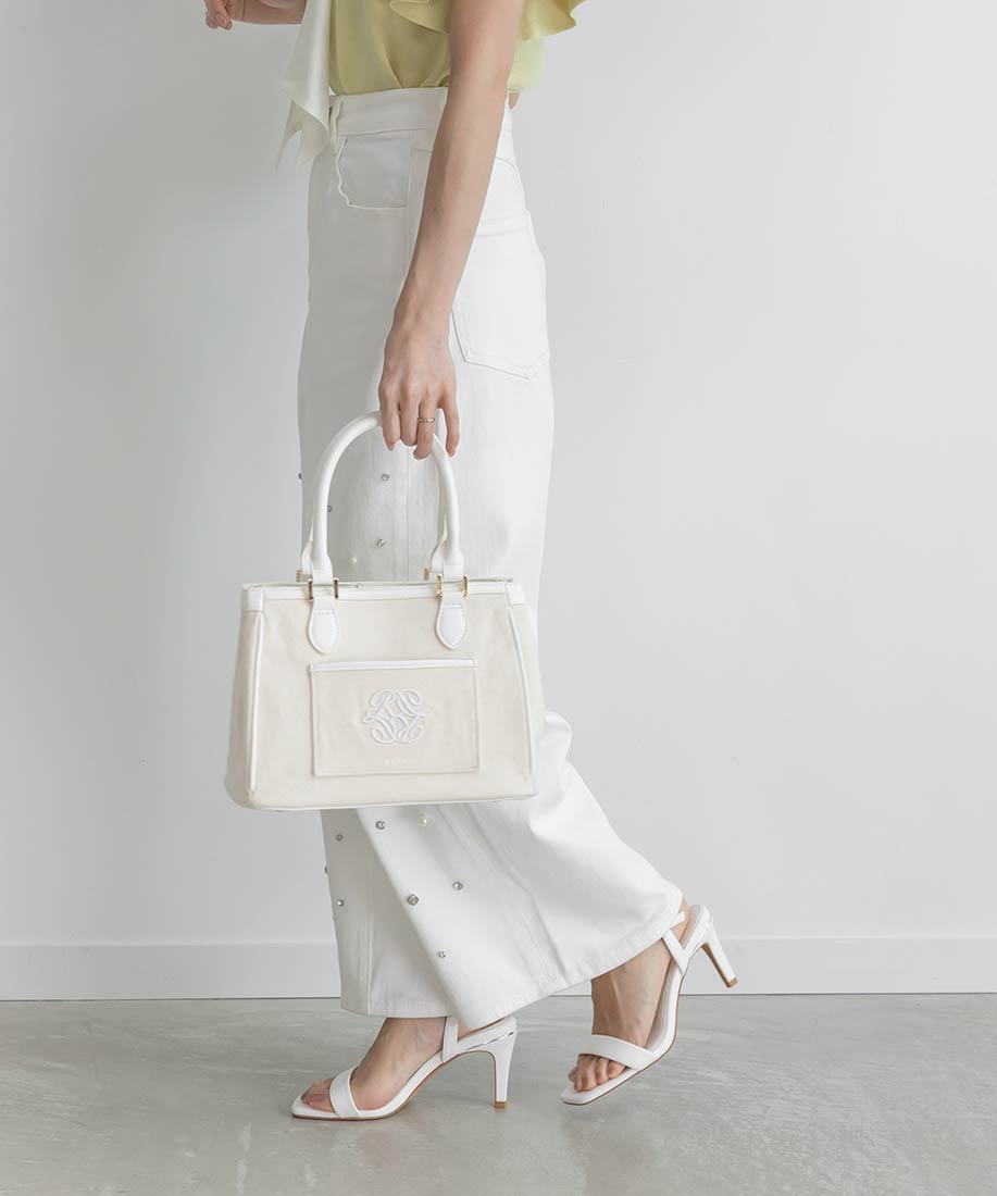 ランダ RANDA メタリックラインストラップサンダル （WHITE） WHITE