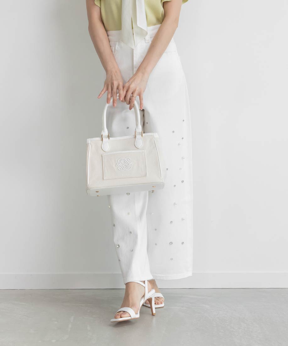 ランダ RANDA メタリックラインストラップサンダル （WHITE） WHITE