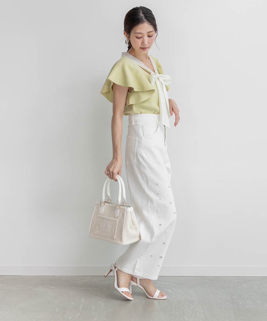 ランダ RANDA メタリックラインストラップサンダル （WHITE） WHITE