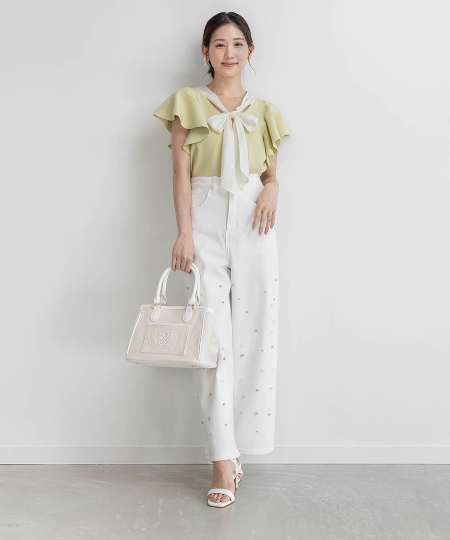 ランダ RANDA メタリックラインストラップサンダル （WHITE） WHITE