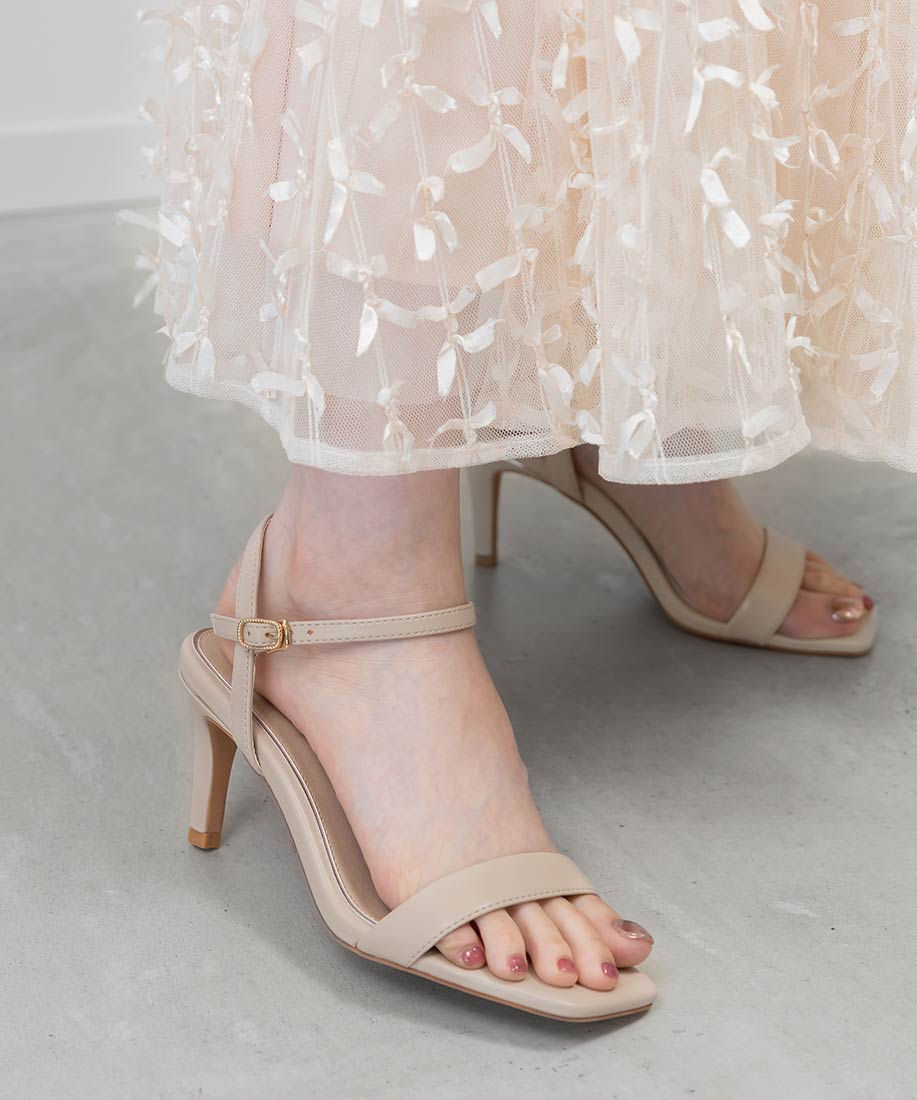 ランダ RANDA メタリックラインストラップサンダル （BEIGE） BEIGE