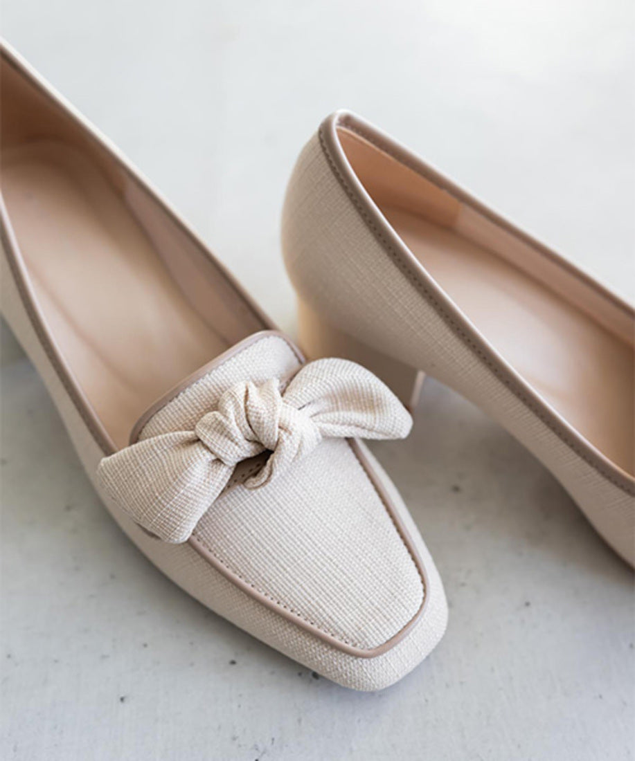 ランダ RANDA 【A de Vivre】サステナブル リボンヒールアップローファー （BEIGE） BEIGE