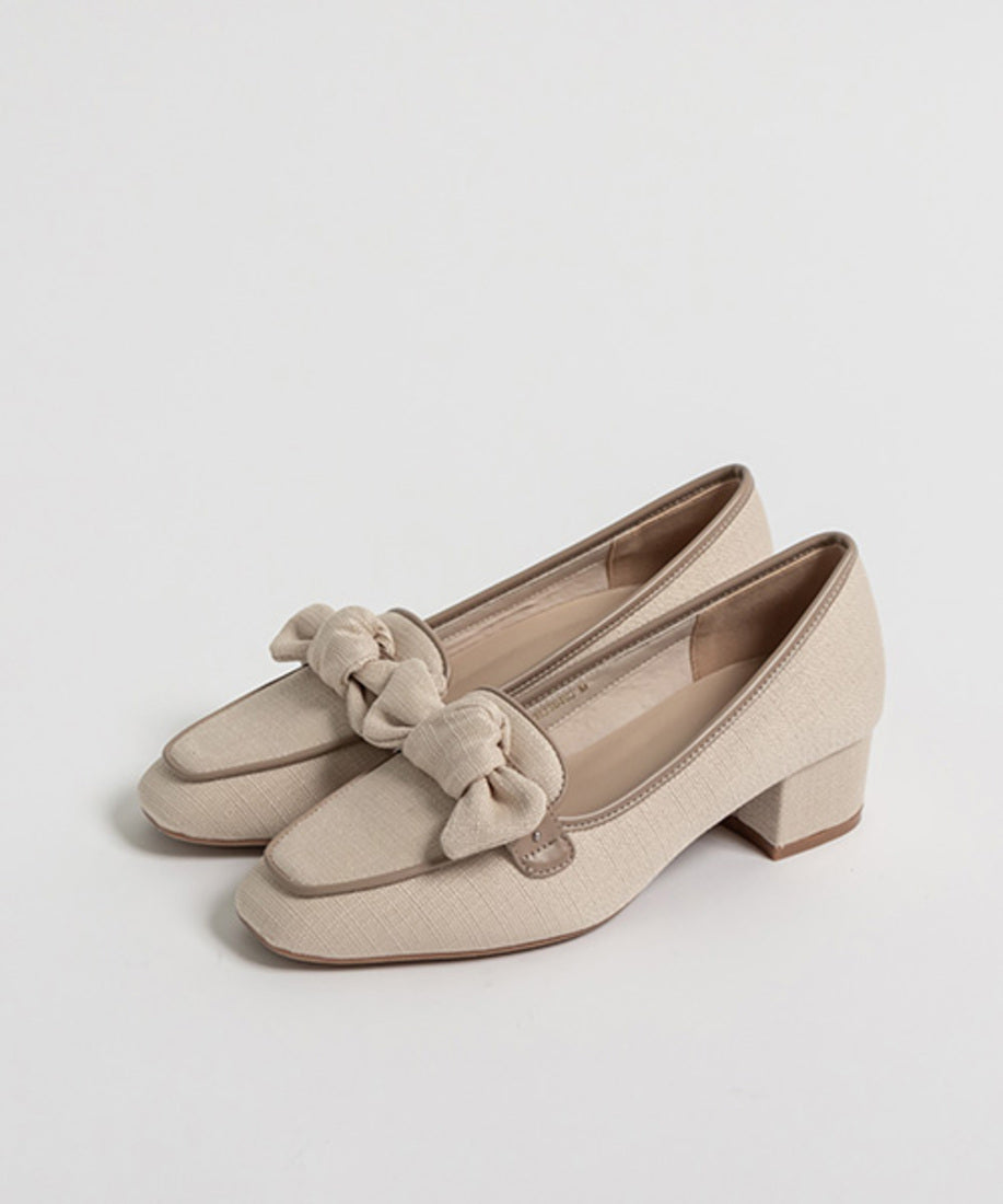 ランダ RANDA 【A de Vivre】サステナブル リボンヒールアップローファー （BEIGE） BEIGE