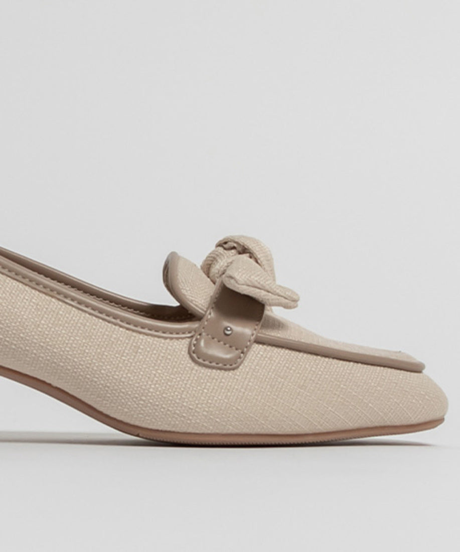 ランダ RANDA 【A de Vivre】サステナブル リボンヒールアップローファー （BEIGE） BEIGE